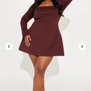 Elegant Burgundy Long Sleeve Dress